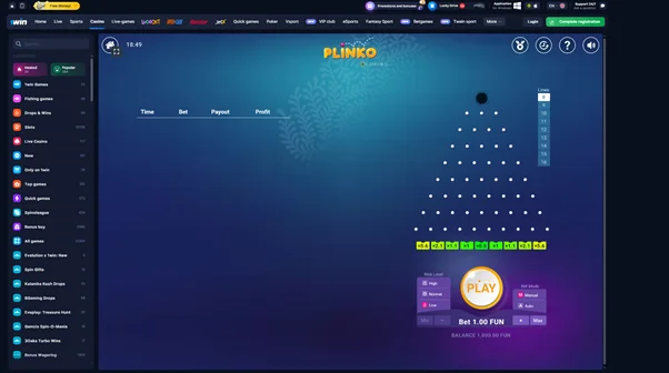 1win Plinko
