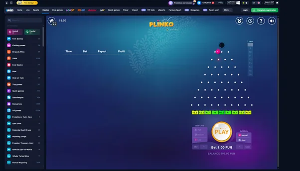 Plinko game by 1win